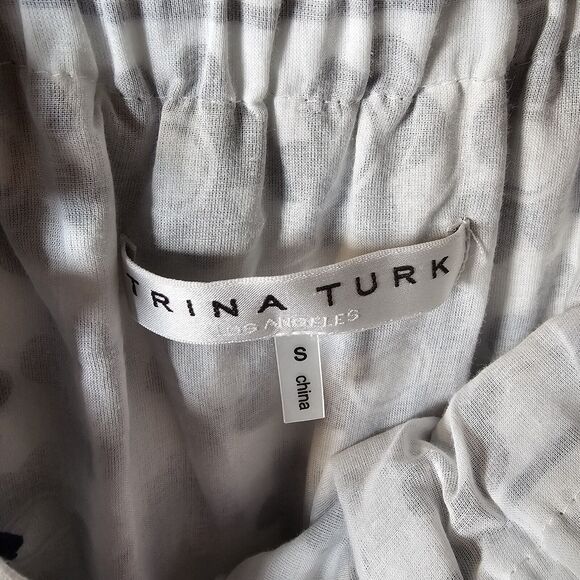 Trina Turk Maxi Dress Womens Small Off Shoulder Floral Vacation Cruise Organic - Picture 12 of 14